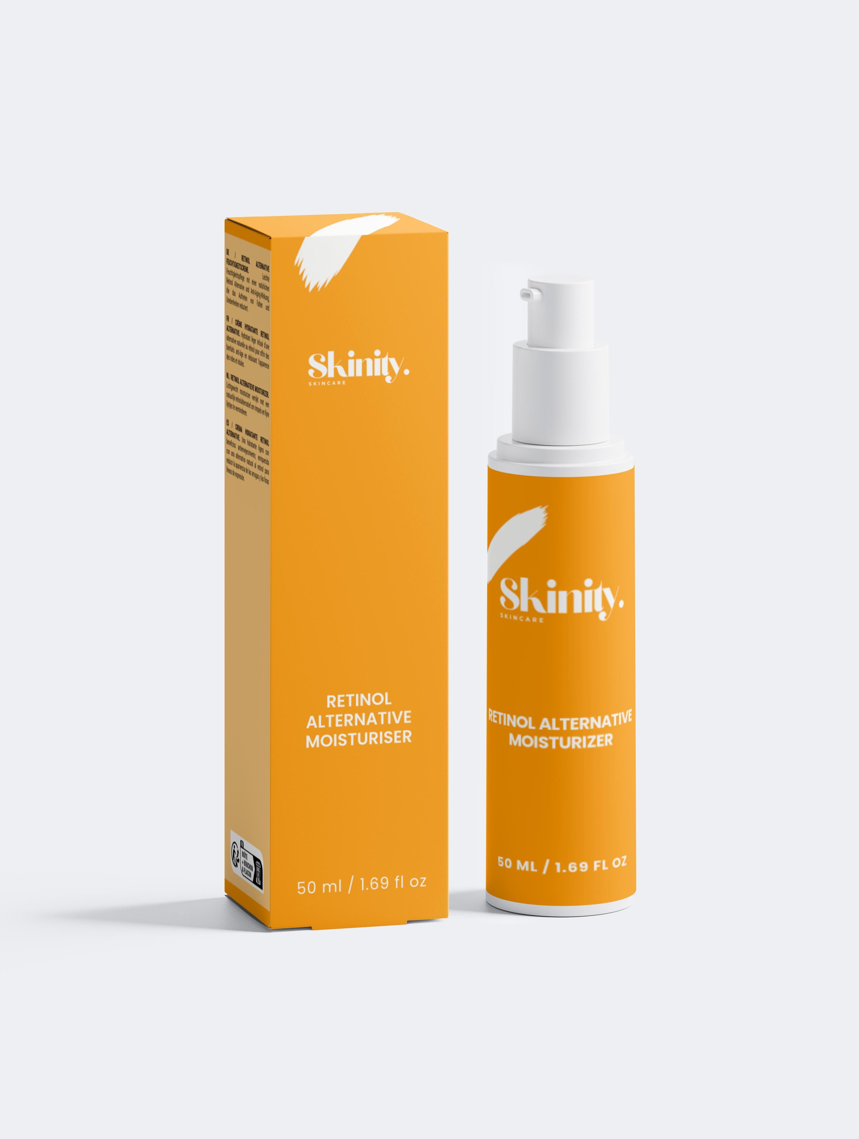 Retinol Alternative Moisturizer in a sleek bottle and box, ideal for anti-aging skincare.