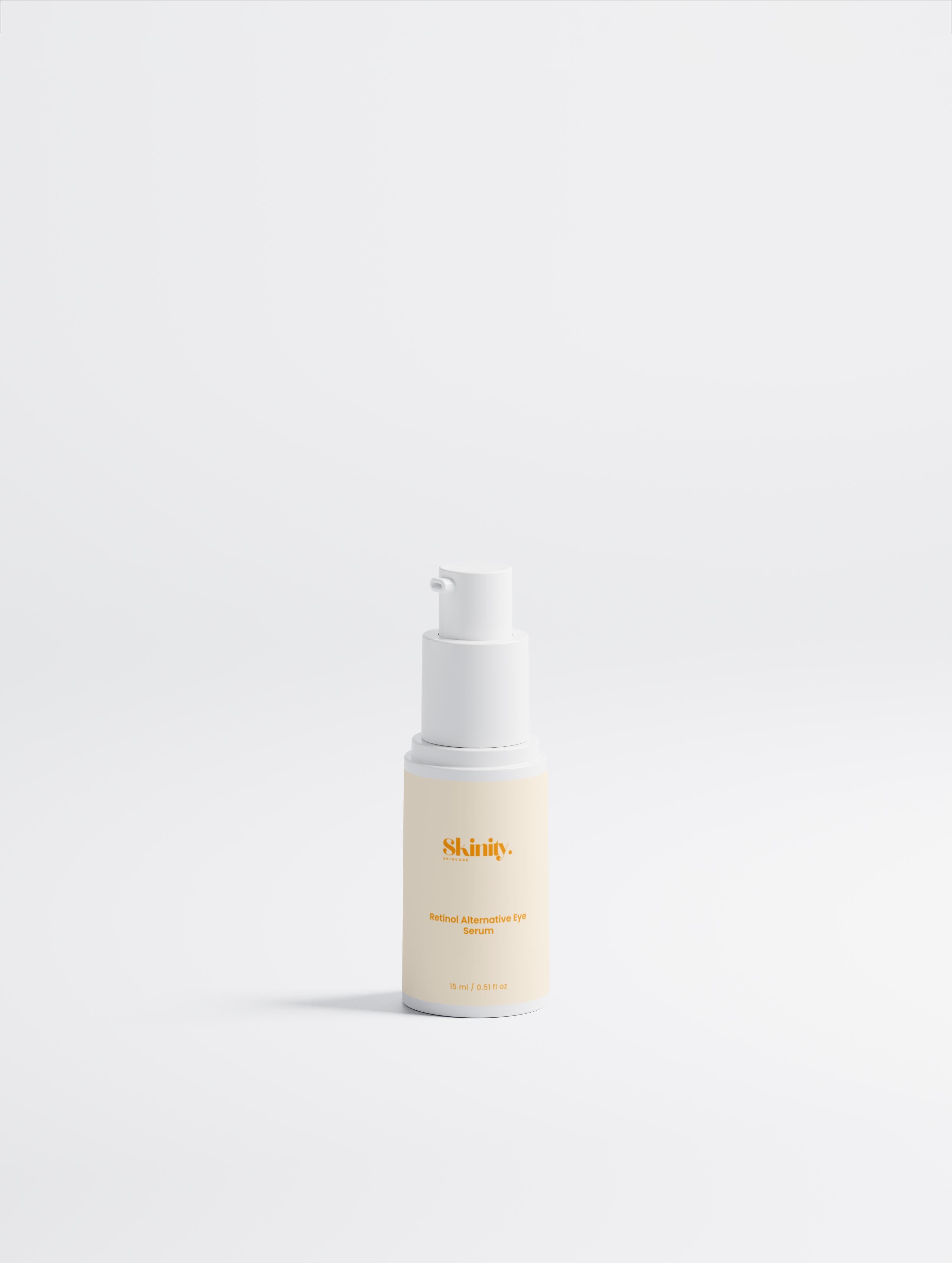 Natural Retinol Alternative Eye Serum in a sleek pump bottle displaying ECOCERT Certified label.