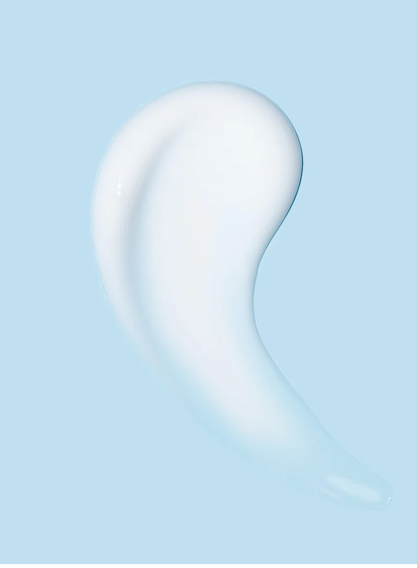 Sensitive Skin Moisturiser Fragrance Free creamy texture on a light blue background, ideal for sensitive skin.