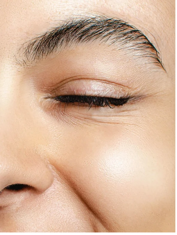 Close-up of a smiling face highlighting healthy skin benefits of Antioxidant Ginkgo Gel Booster.